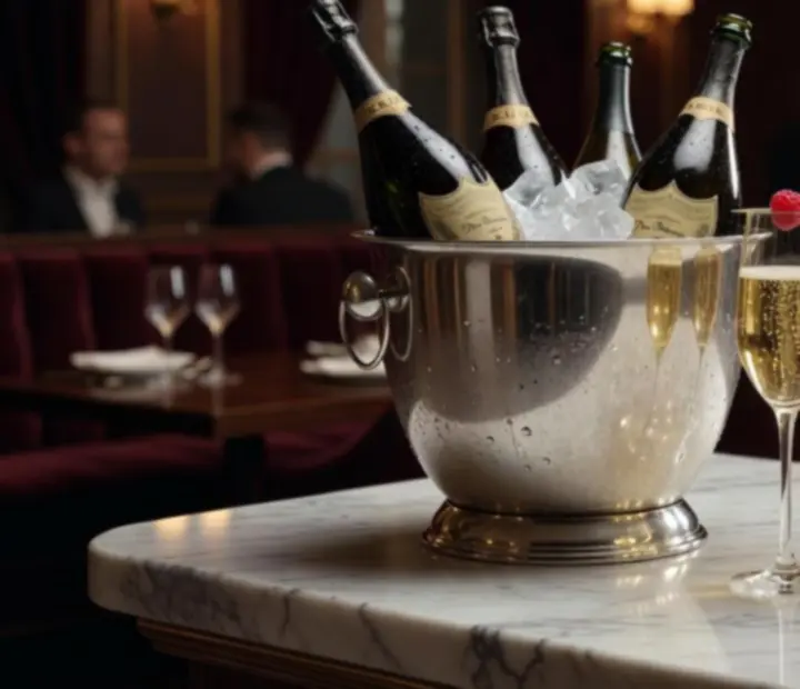 Elegáns champagne és pezsgő felszolgálás luxus környezetben