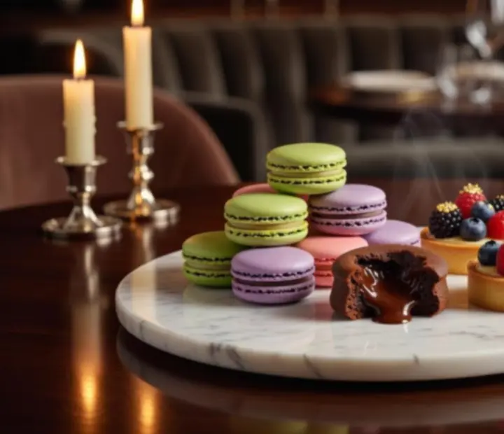 Luxus desszertválogatás fine dining tálalásban