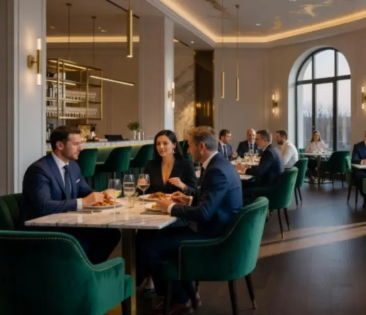 Luxus, modern enteriőr elegáns étteremben