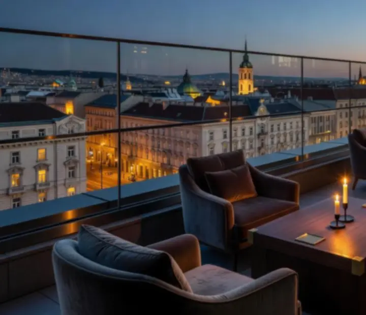 Privát VIP terasz panorámás kilátással Budapest elegáns negyedére